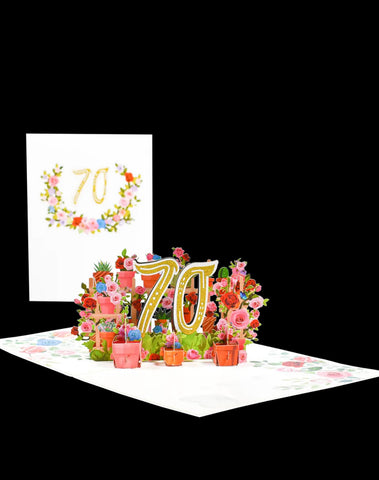 Pop Up 70th Birthday or Anniversary Card (blank inside) (Copy)