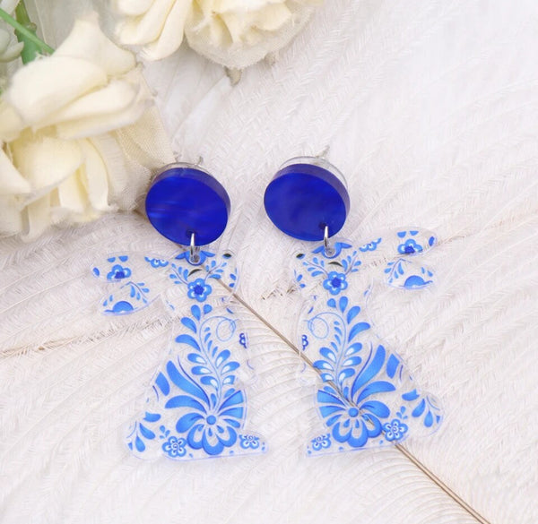 Blue Bunny Dangle Earrings