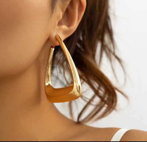 Triangle Hollow Gold Hoop