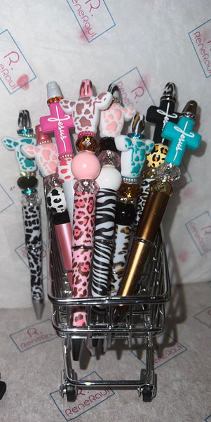 Black & Pink Jesus Topper pen