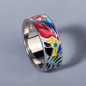 Silver Tropics Colorful Ring, Size 6