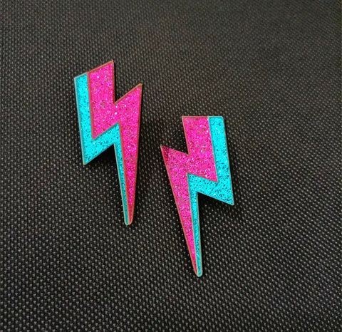 Sparkly Lightening Bolt Acrylic Earrings