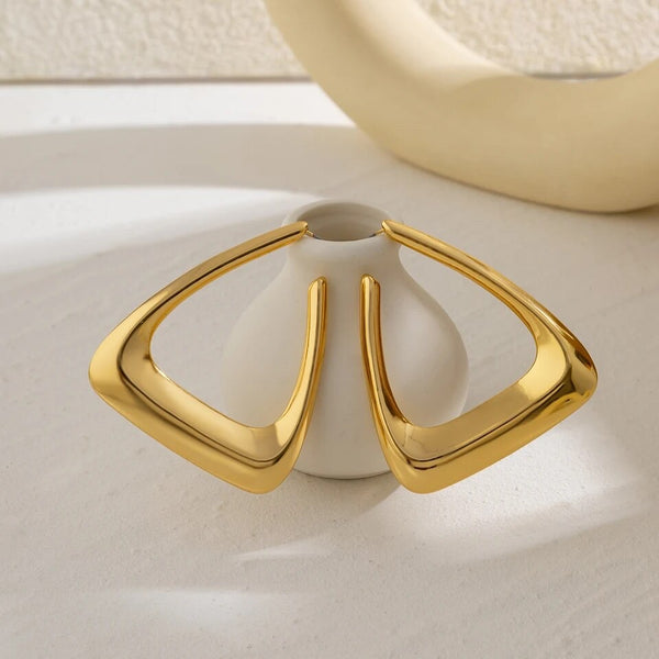 Triangle Hollow Gold Hoop