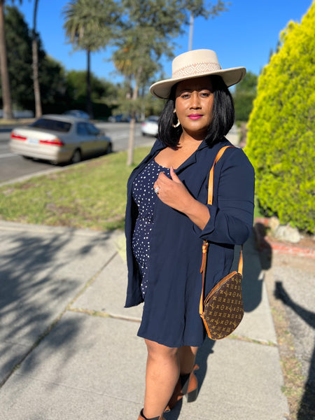 Medium Brim Beige Hat w/ Pattern Detail