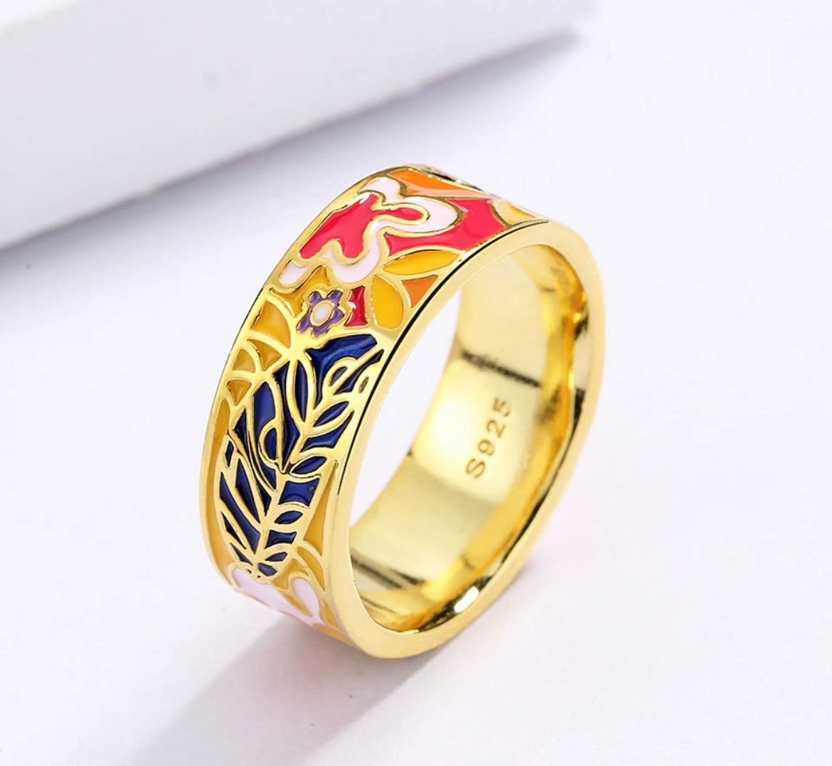 Colorful Leaf & Flower Ring (Various Sizes)