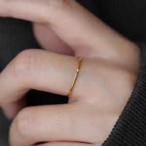 Stackable Thin Gold Ring w/small CZ (2 sizes)