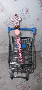Rose Gold Cow Topper w/ Pink Cheetah Printed Pen