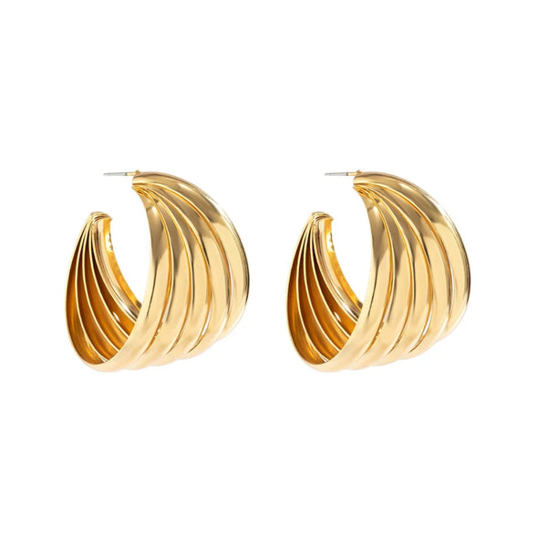 5 Loop Gold Half Hoop Earrings