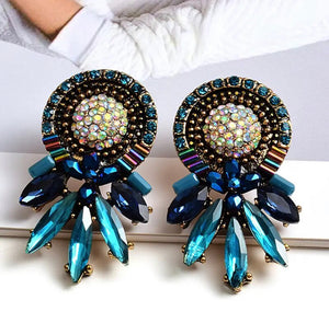 Blue & Aqua Multicolor Crystal Earrings