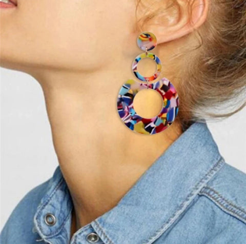 Geometric Multilayer Acrylic Earrings