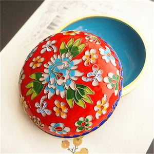 Small Red Beijing Cloisonné style jewelry box