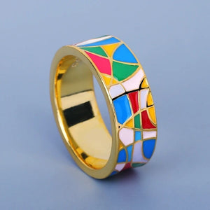 Colorful Windowpane Ring Size,6