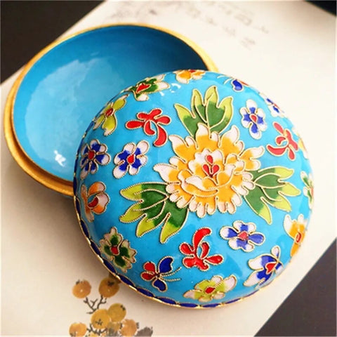 Small Aqua Beijing Cloisonné style jewelry box