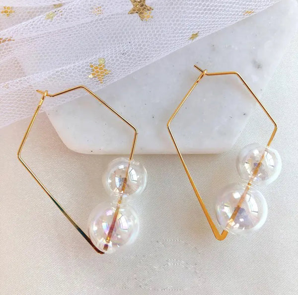 Geometric Glass Iridescent Ball Dangles