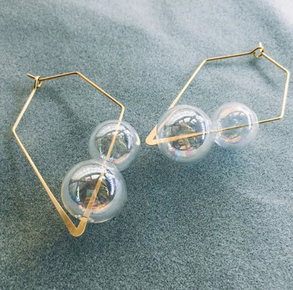 Geometric Glass Iridescent Ball Dangles