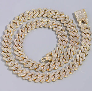 24” Gold Rhinestone Cuban Link Chain