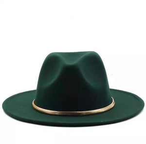 Forrest Green Fedora Derby w/Gold chain Accent