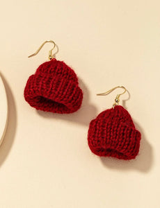 Red Beanie Earrings