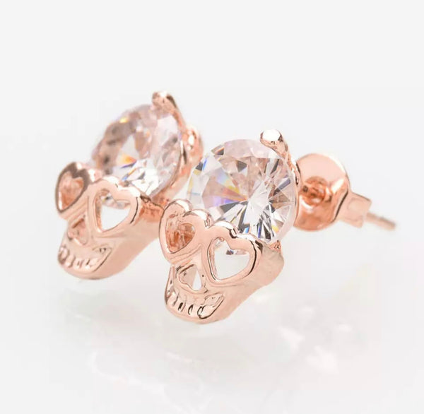 Small Rose Gold Skull Studs