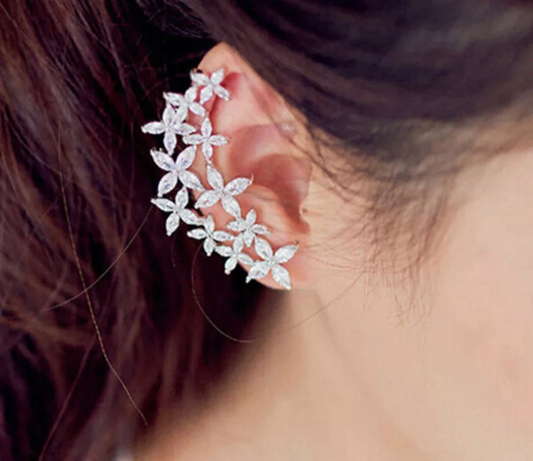 Zircon Flower Ear Cuff Stud earring