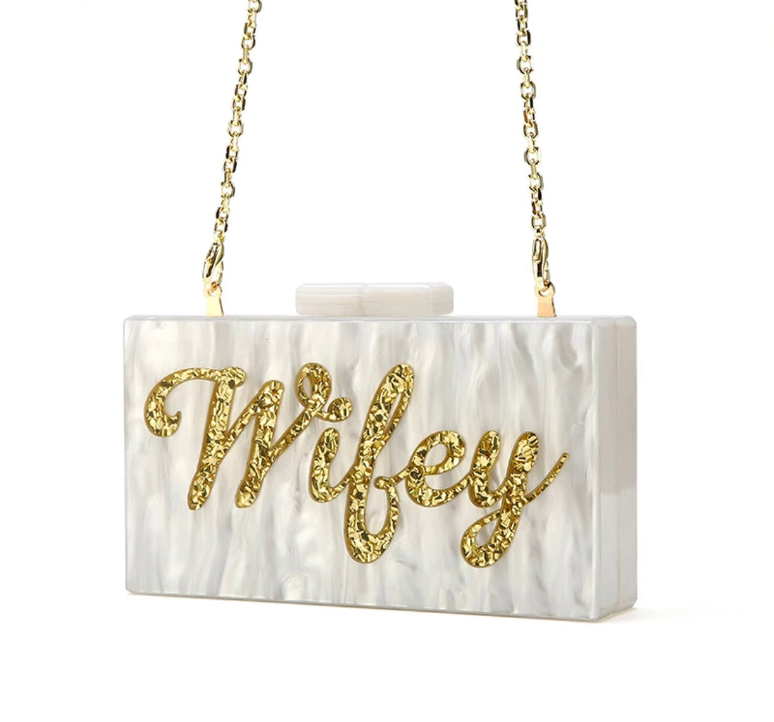 Wifey Ivory Purse w/ FREE Heart Studs