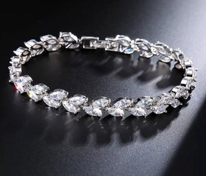 Bridal Leaf Rhinestone Tennis Bracelet