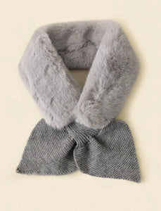 Gray Faux Fur Scarf