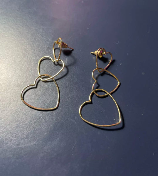 Small 3 Tier Dangle Heart Earrings
