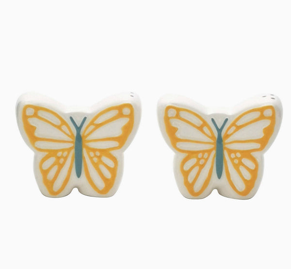 Butterfly Kitchen Set: 4 Linen Placemats & 2 Kitchen Towels w/FREE SHAKERS