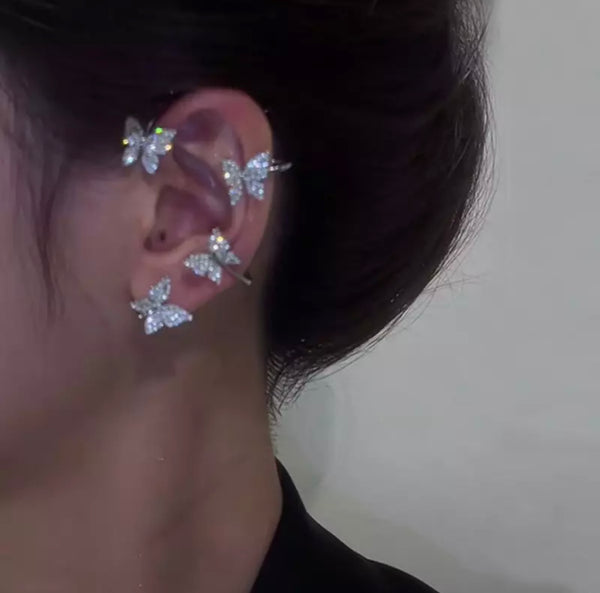 Rhinestone Butterfly Ear Cuff