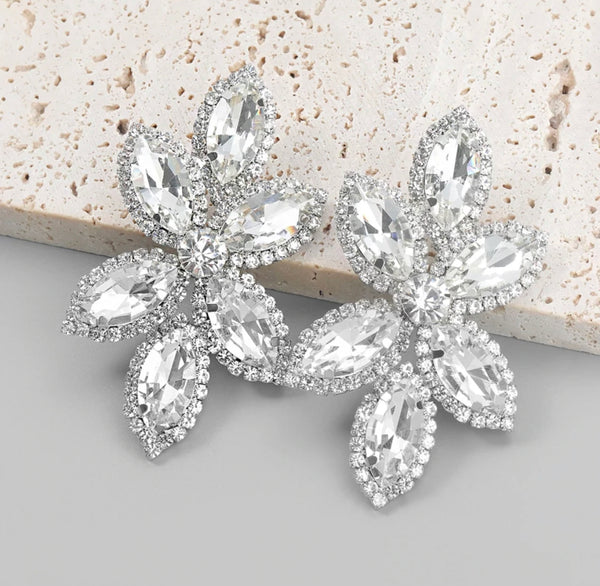 Large Bridal Multi Rhinestone Earrings