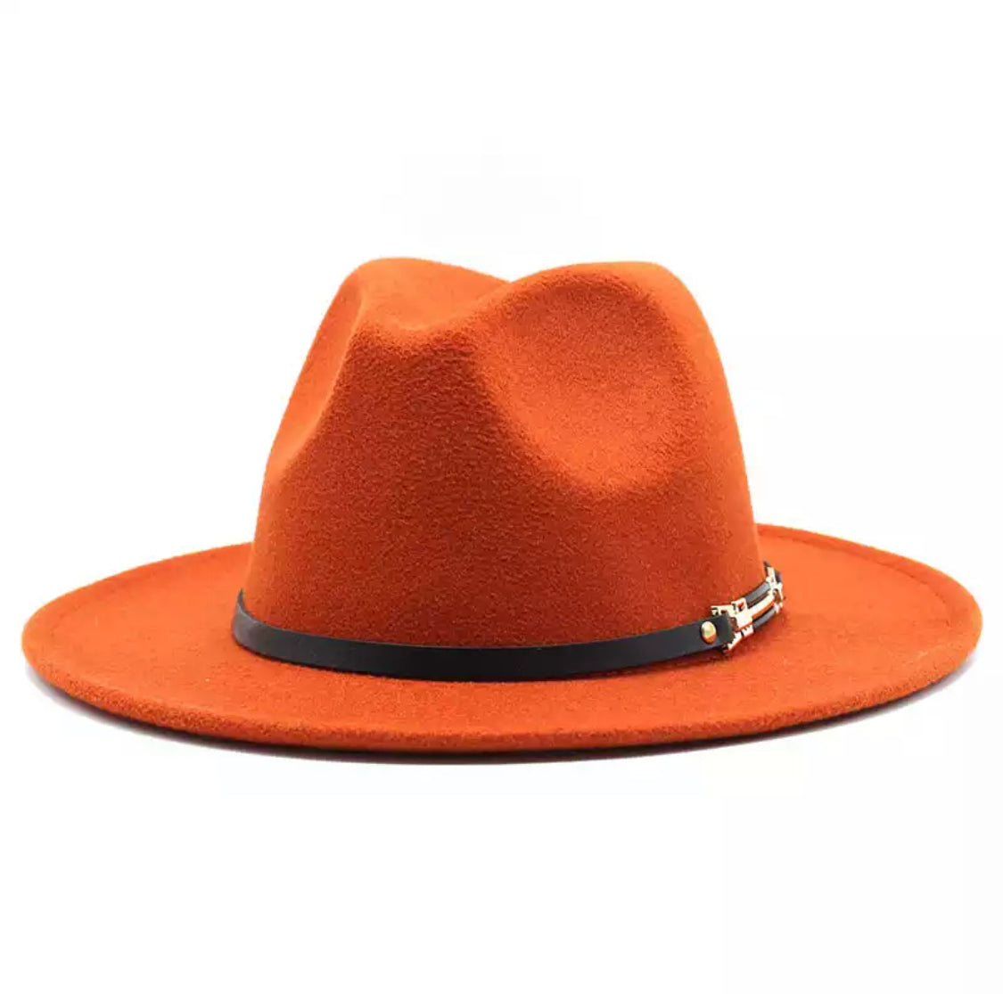 Orange Fedora w/black belt & Gold accents