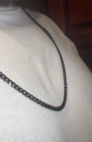 29” Black Cuban Link Necklace w/FREE Bracelet