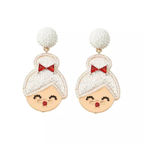 Mrs. Claus Rhinestone & Bead Earrings