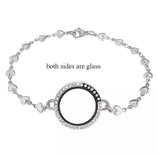 Stainless Steel Locket Bracelet w/cz