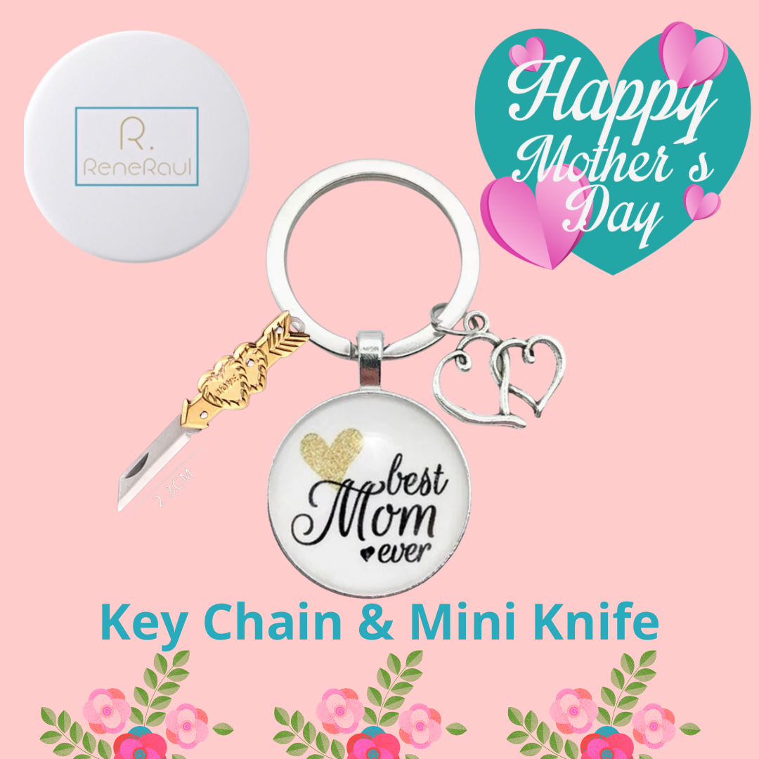 Best Mom Keychain & Bonus Mini Knife