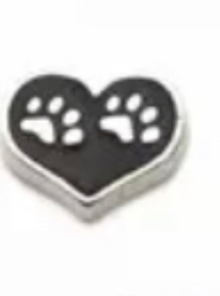 Heart Paws Floating Charm (Multiple Colors)
