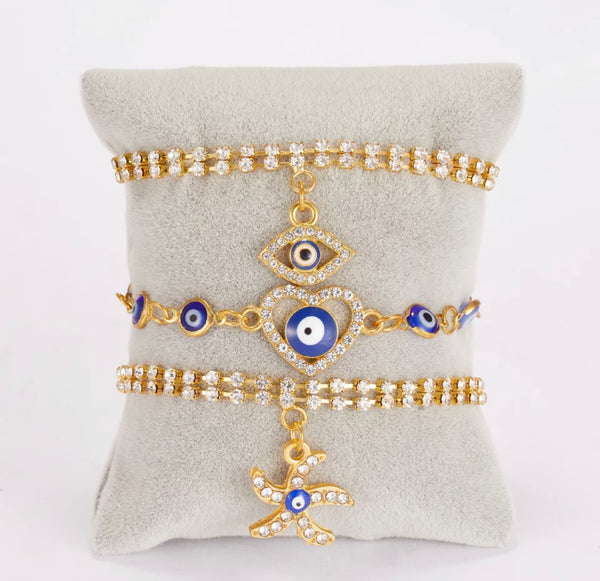 Rhinestone Starfish Evil Eye Bracelet/Anklet