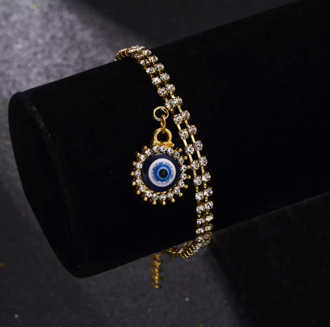 Rhinestone Burst Evil Eye Bracelet/Anklet