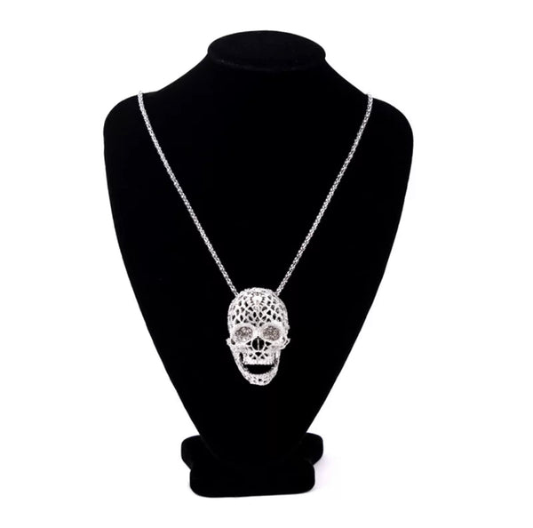 Skull Rhinestone Pendant Necklace