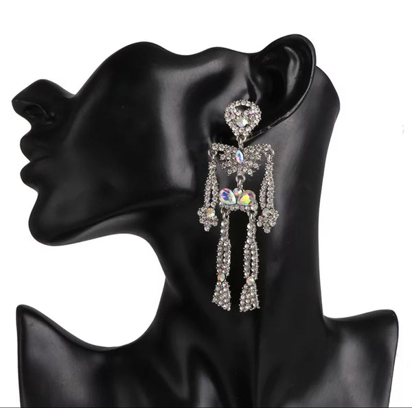 Rhinestone Skeleton Dangle Earrings