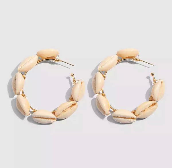 Beach Shell Hoop Earrings