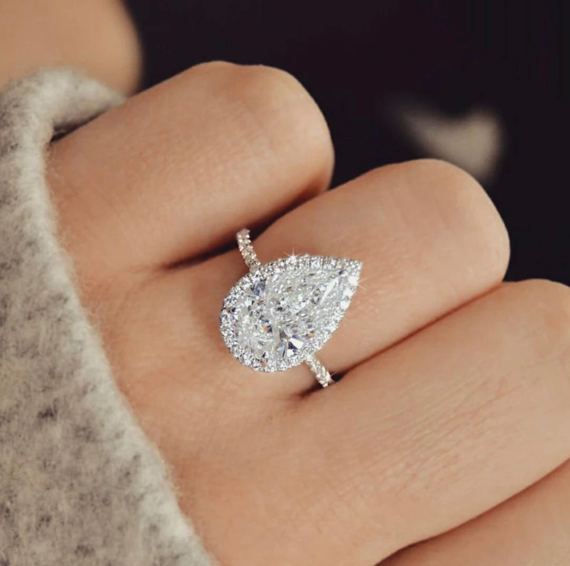 Pear Cut CZ Ring Size 7