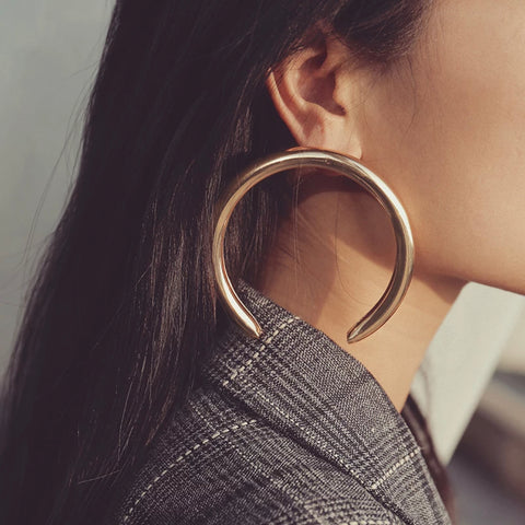 LARGE Open Half Hoop Earring