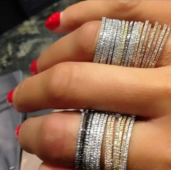 Micro Pave Stackable Rhinestone Rings