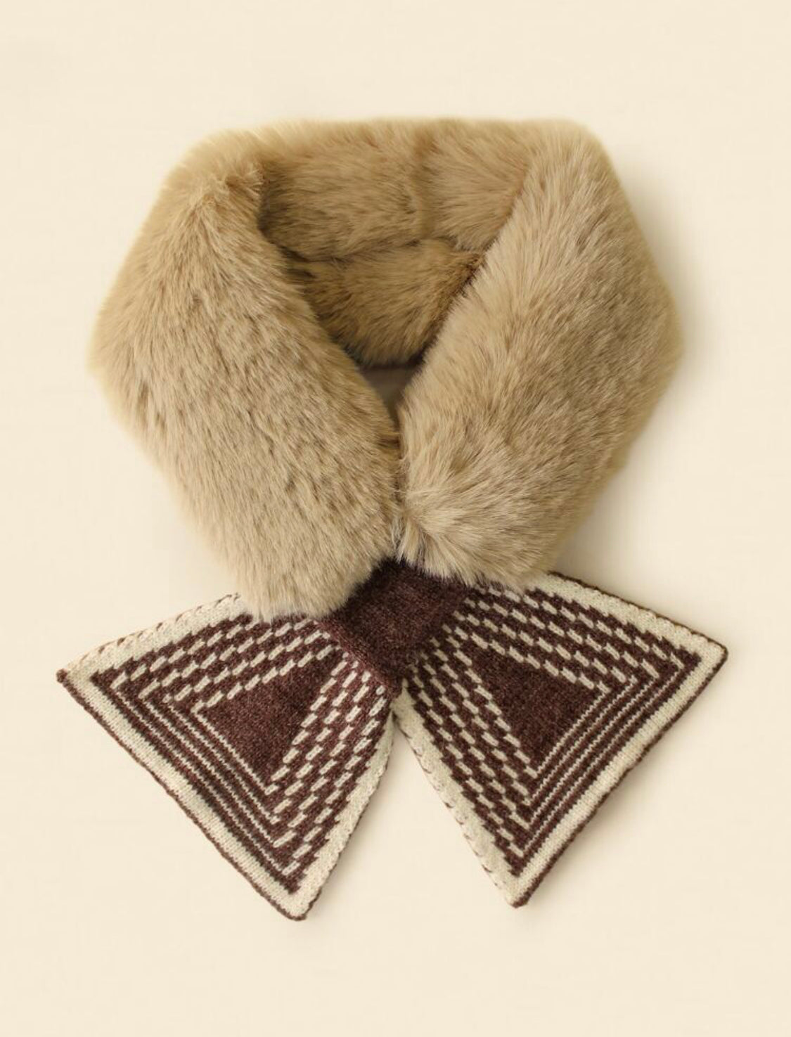 Brown Furry Scarf w/Pattern