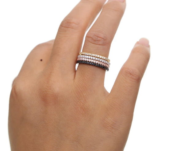 Micro Pave Stackable Rhinestone Rings