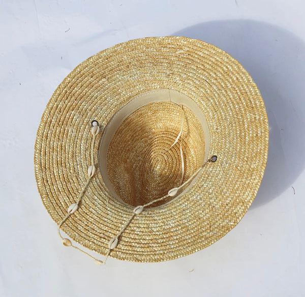 Straw Sun Hat  w/Shell Strap