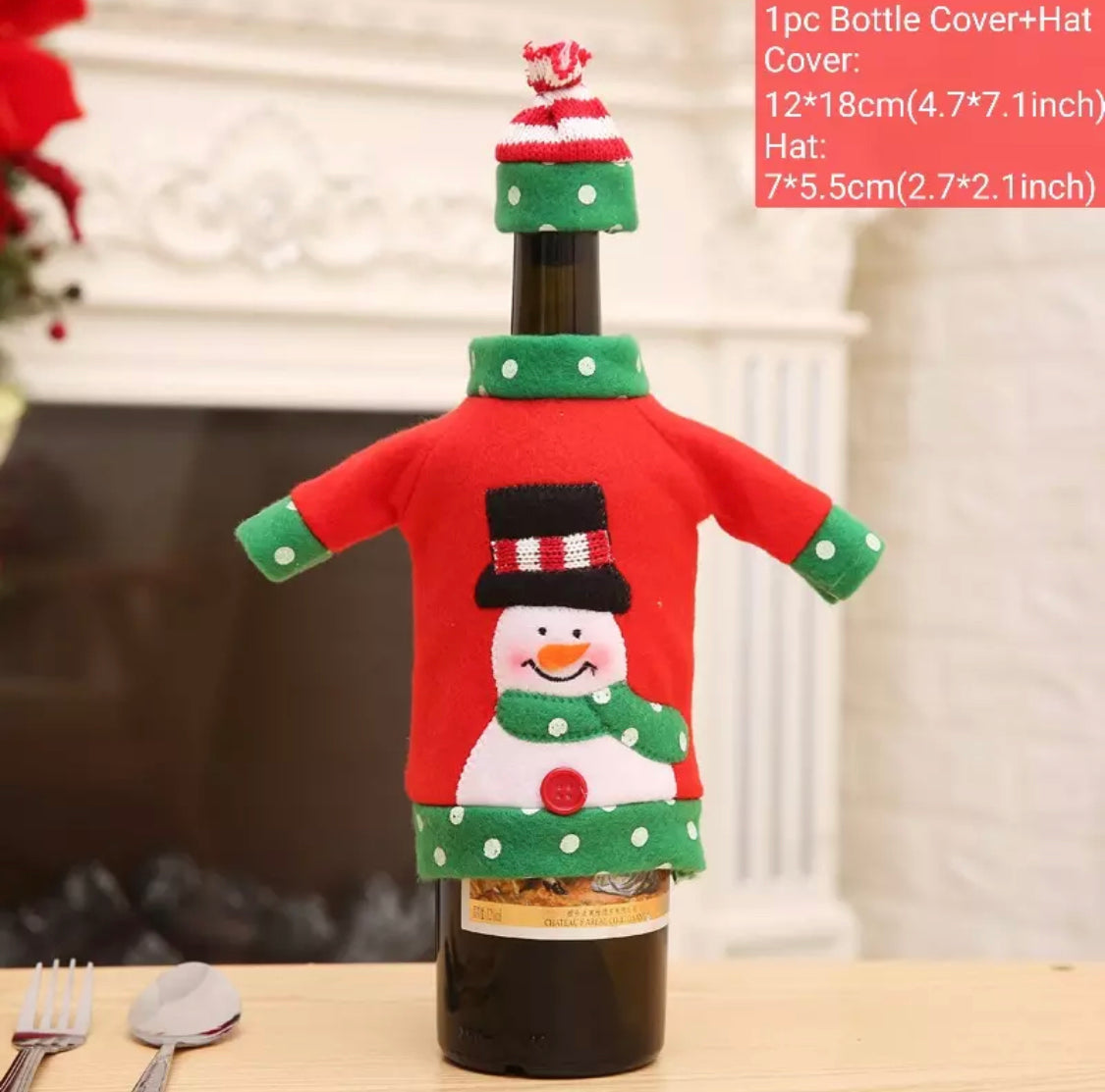Snowman Sweater Bottle Cover w/Hat