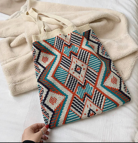 Bohemian Knitted Tote Bag